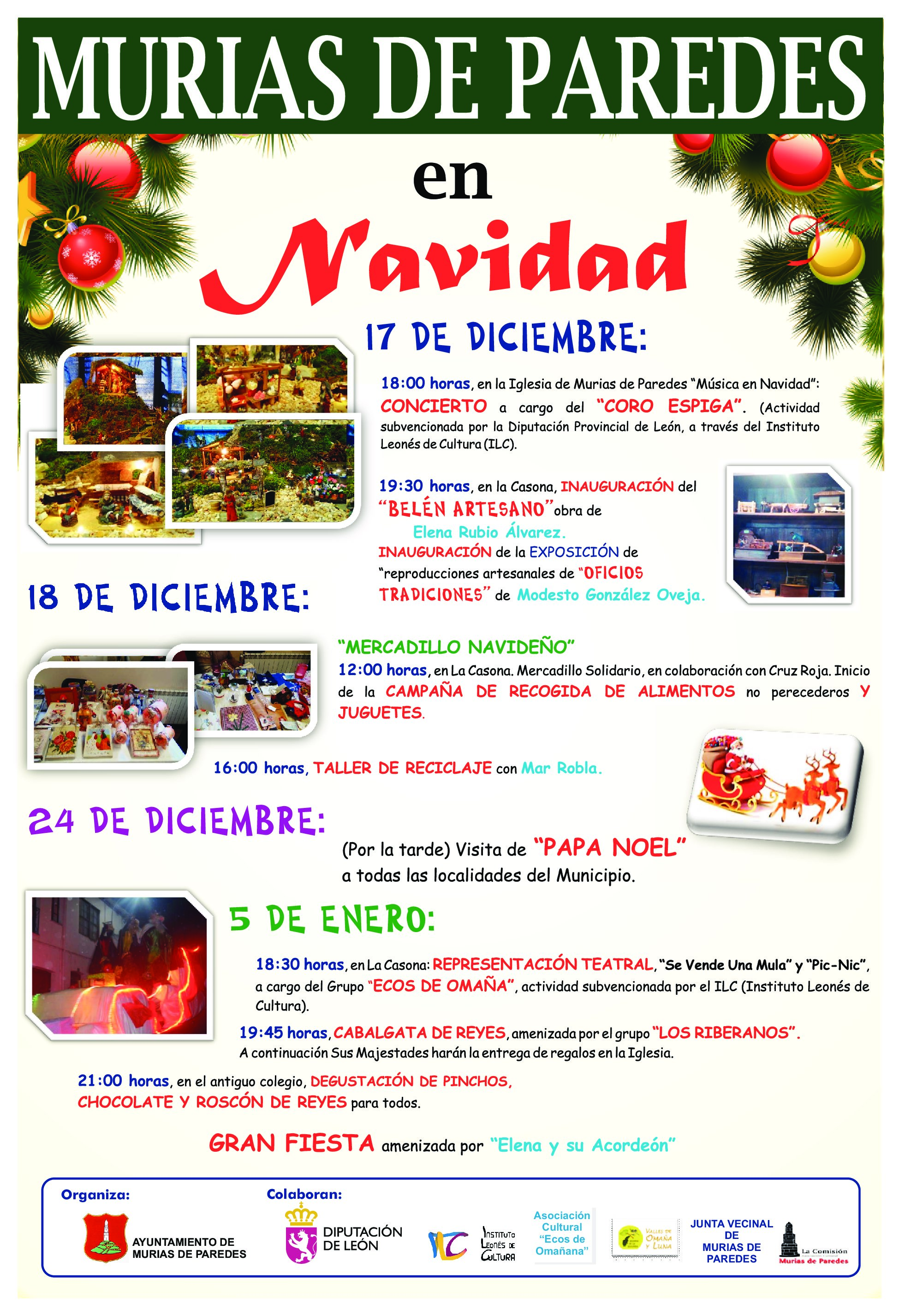 MURIAS DE PAREDES CELEBRA LA NAVIDAD  CON UN AMPLIO PROGRAMA DE ACTIVIDADES